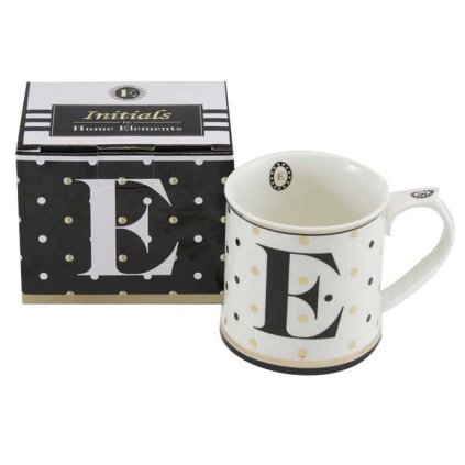 HOME ELEMENTS Hrnek 370 ml, Initials: písmeno E  Home Elements