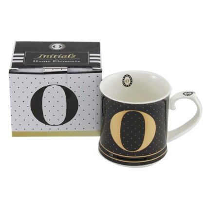 HOME ELEMENTS Hrnek 370 ml, Initials: písmeno O  Home Elements
