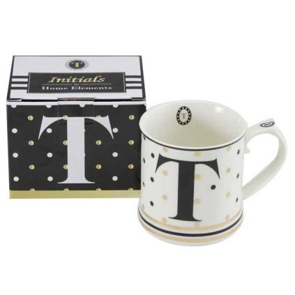 HOME ELEMENTS Hrnek 370 ml, Initials: písmeno T  Home Elements
