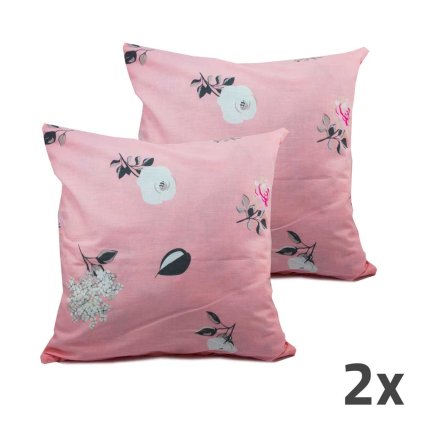 Povlak na polštář růžový, kytičky, sada 2 ks  Home Elements