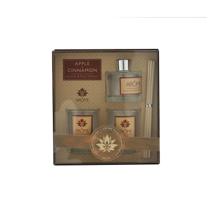 Osvěžovač vzduchu, sada 50 ml difuzér 2x svíčka - Apple & Cinnamon, II. jakost