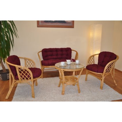 Ratanová sadací souprava Bahama velká polstr vínový  Axin Trading s.r.o.