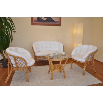 Ratanová sedací souprava Bahama medová velká polstr bílý MAXI  Axin Trading s.r.o.