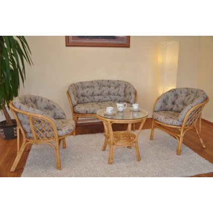 Ratanová sedací souprava Bahama medová velká polstr levandule MAXI  Axin Trading s.r.o.