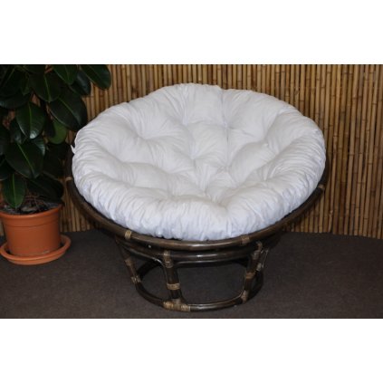 Ratanový papasan 115 cm hnědý - polstr bílý