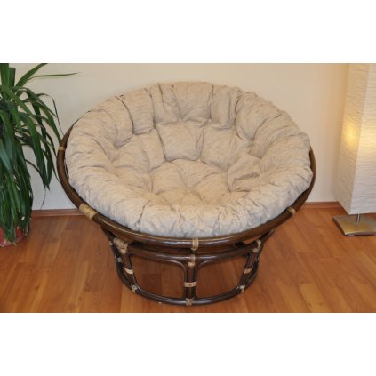 Ratanový papasan 130 cm hnědý - polstr Ebony