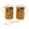 HOME ELEMENTS Sada - dva hrnky 300ml se lžičkami - Klimt Polibek žlutý  Home Elements