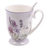 HOME ELEMENTS Porcelánový hrnek 280 ml, se lžičkou, Levandule  Home Elements