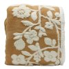 Mikroflanelová deka s beránkem, jacquard vzor Květiny, světle hnědá  Home Elements