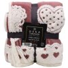 Mikroflanelová deka s beránkem, jacquard vzor Srdce, starorůžová  Home Elements