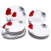 HOME ELEMENTS Porcelánová sada talířů, 18 kusů, Vlčí máky  Home Elements