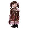 Porcelánová panenka 31 cm, květinové šaty, hnědé vlasy  Dini