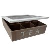 Box na čaje s devíti přihrádkami, přírodní s bílým víkem  Koop