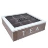 Box na čaje s devíti přihrádkami, přírodní s bílým víkem  Koop