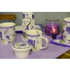 Porcelánový hrnek 390 ml se sítkem a víčkem - nová levandule  Home Elements
