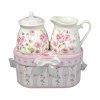 HOME ELEMENTS Porcelánová cukřenka a mlékovka, Růžové květiny  Home Elements