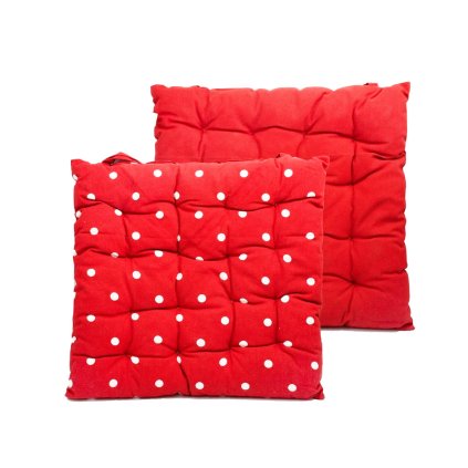 81594 1 podsedak prosivany 40 40 cm cerveny s bilymi puntiky