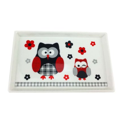 2913 tacek talirek porcelanovy 19x12 cm sova cerna