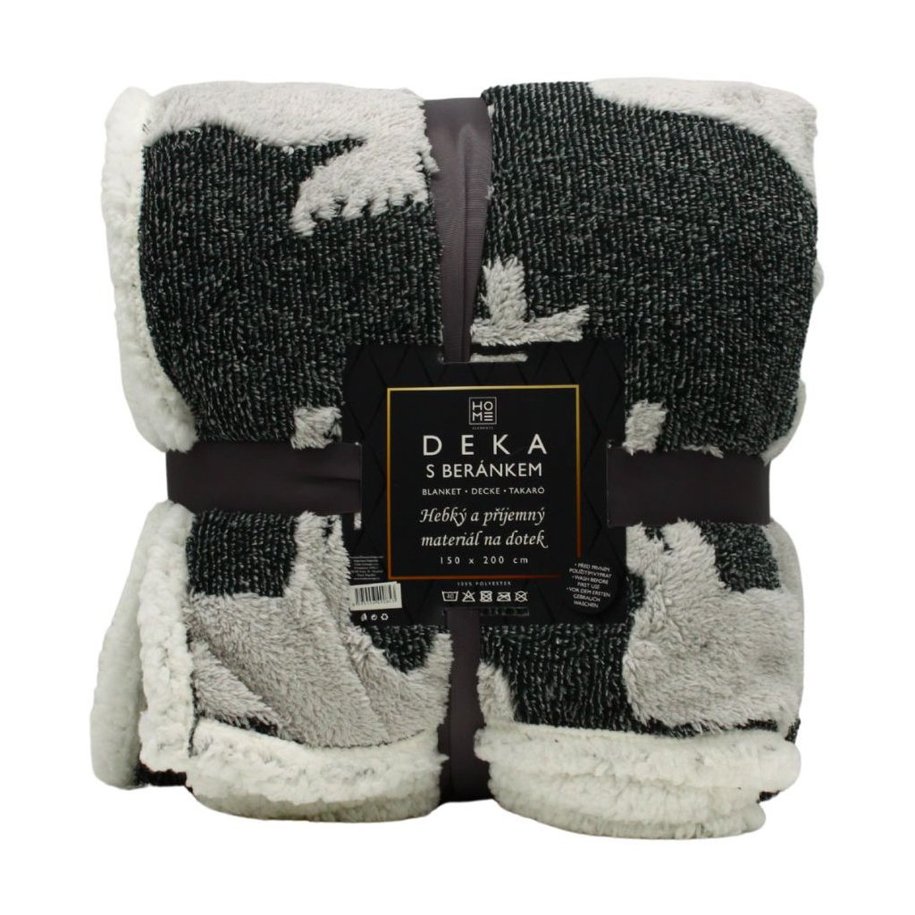 145037 3 mikroflanelova deka s berankem jacquard vzor los cerna