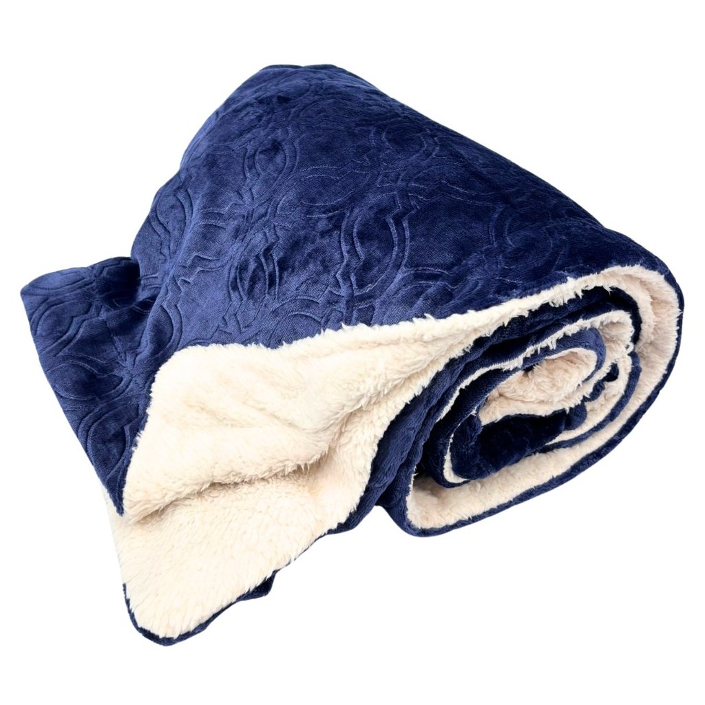 158459 mikroflanelova deka ornament tmave modra