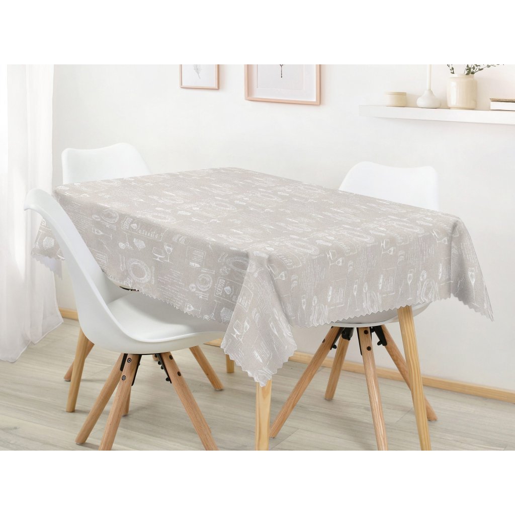 Ubrus teflonový, režný Vintage culinary (Rozměry 120 x 140 cm)