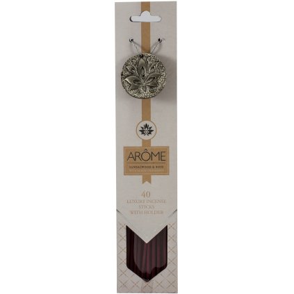 Vonné tyčinky AROME 40 ks + dekorativní stojánek-různé vůně,II. jakost (Druhy vůní Sandalwood & Rose)