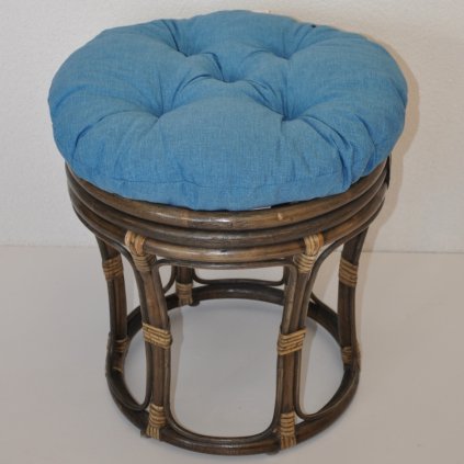 136630 ratanova taburetka velka hneda polstr tyrkysovy melir