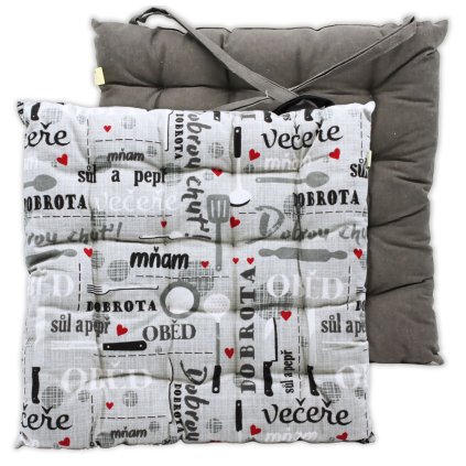 HOME ELEMENTS Podsedák prošívaný 40x40 cm, Dobrou chuť, set 4 ks (Množství 1 ks)