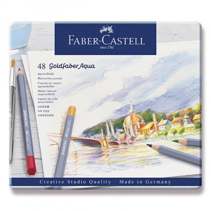 116697 akvarelove pastelky faber castell goldfaber aqua plechova krabicka 48 barev