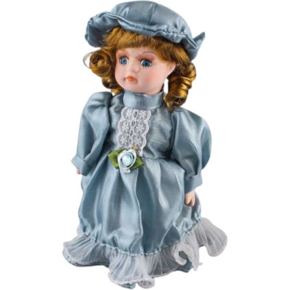 142545 porcelanova panenka 20 cm svetlemodre saty