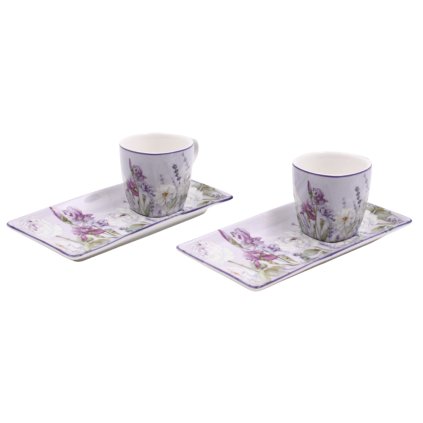 144260 espresso set s podtacky 2 x 65 ml levandule