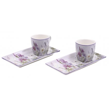 144260 home elements espresso set 2 x 90 ml s podtacky levandule