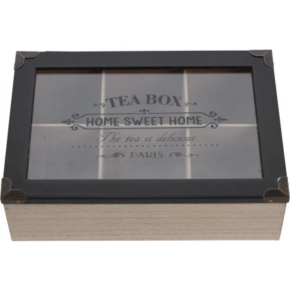 Home Elements Box na čaj se šesti přihrádkami (Barva černá)