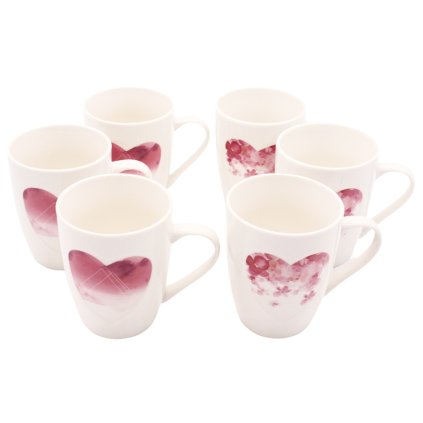 147887 3 home elements set hrnku 340 ml s vytlacenym srdcem mix 2 designu set 6 ks