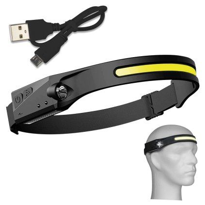 152286 dobijeci celovka s led paskem 2v1 cerna sl202