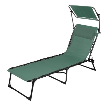 Sada 2ks lehátko plážové se sluneční clonou, zelená (Množství 1 ks)