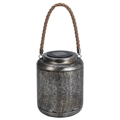 Solární lampička kovová s magnetem a lanovým uchem 2ks, jemný vzor (Množství 2 ks)