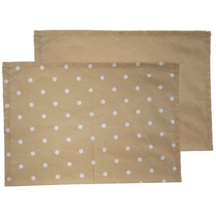 HOME ELEMENTS Prostírání 33*45 cm 6ks, Bílé tečky, béžové pozadí (Množství 6 ks)