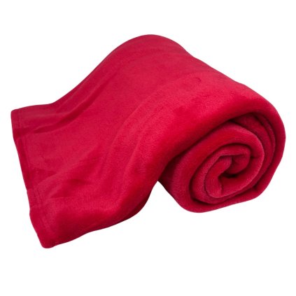 156609 2 home elements deka 150x200 cm jednobarevna cervena tlapkove karo