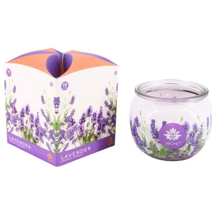 ARÔME Svíčka 90 g, ve skle a flower boxu 12ks, Lavender (Množství 1 ks)
