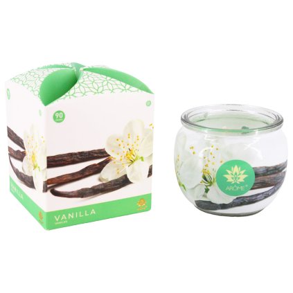 ARÔME Svíčka 90 g, ve skle a flower boxu 12ks, Vanilla (Množství 1 ks)