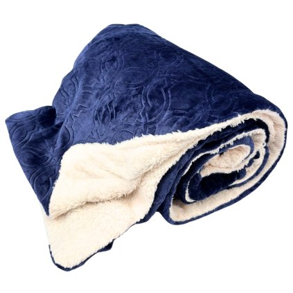 158459 home elements deka 150 x 200 cm s berankem mikroflanel tmave modra jacquard