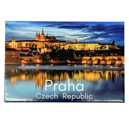 158612 gifty city plechovy magnet 8x5 5 cm prazsky hrad s vltavou noc