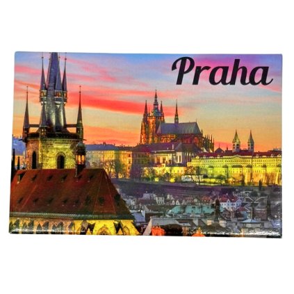 158609 gifty city plechovy magnet 8x5 5 cm prazsky hrad v podvecer
