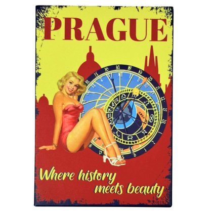 158666 gifty city plechovy magnet 8x5 5 cm retro where history meets beauty
