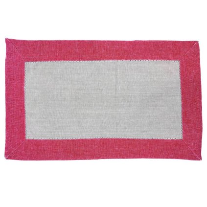 HOME ELEMENTS Prostírání s obrubou 30x50 cm 6ks, béžová + červená z recyklované bavlny (Množství 6 ks)