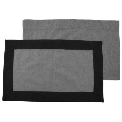 HOME ELEMENTS Prostírání s obrubou 30x50 cm 6ks, světle a tmavě šedá z recyklované bavlny (Množství 6 ks)