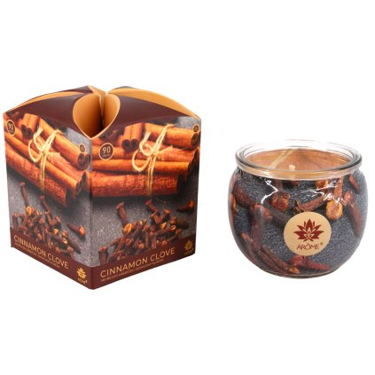 ARÔME Svíčka 90 g, ve skle a flower boxu 4ks, Cinamon Clove (Množství 12 ks)