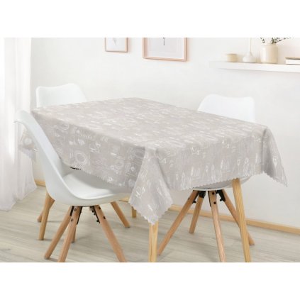 Ubrus teflonový, režný Vintage culinary (Rozměry 120 x 140 cm)