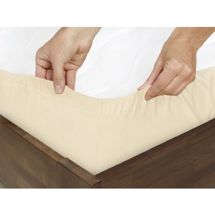 Prostěradlo jersey, smetanové (Rozměry 90 x 200 cm)